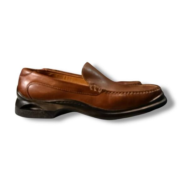 Vintage Cole Haan Loafers Mens Y2K Brown White Stitch Square Toe Air Size 9.5 M